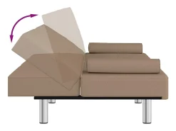 Sofá-cama c/ suporte para copos couro artificial cor cappuccino