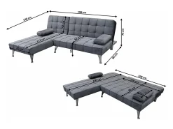 Sofá-Cama Chaise Longue Keren XS 198cm Cinza