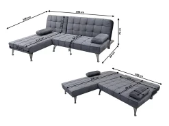 Sofá-Cama Chaise Longue XS Preto + Mesa de Centro DN Branco
