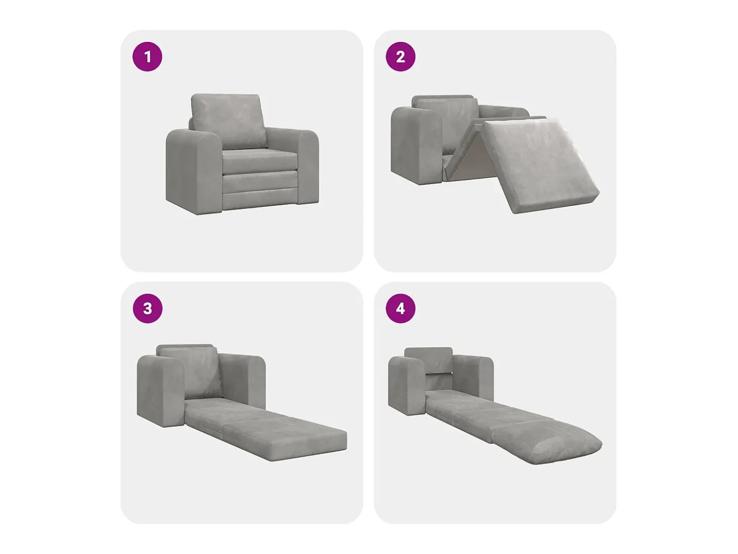 Sofá-Cama Cinzento-claro 98 x 71 x 83 cm Veludo