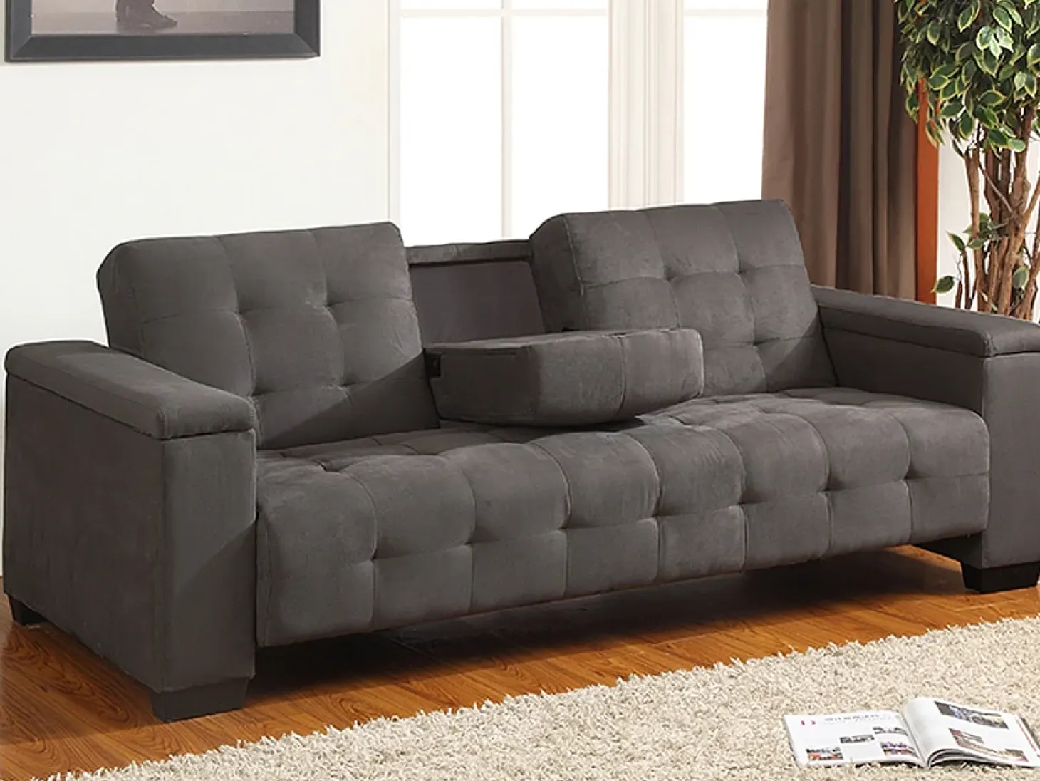 Sofá-cama clic-clac de 3 lugares Microfibra Cinzento DEVONSHIRE