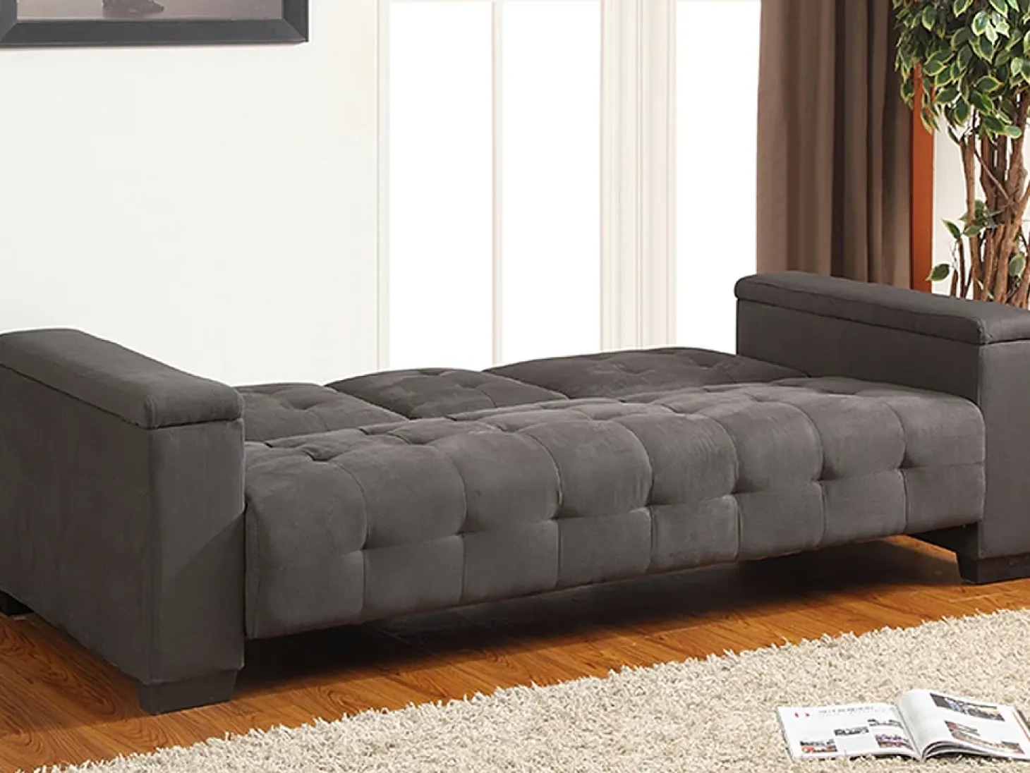 Sofá-cama clic-clac de 3 lugares Microfibra Cinzento DEVONSHIRE