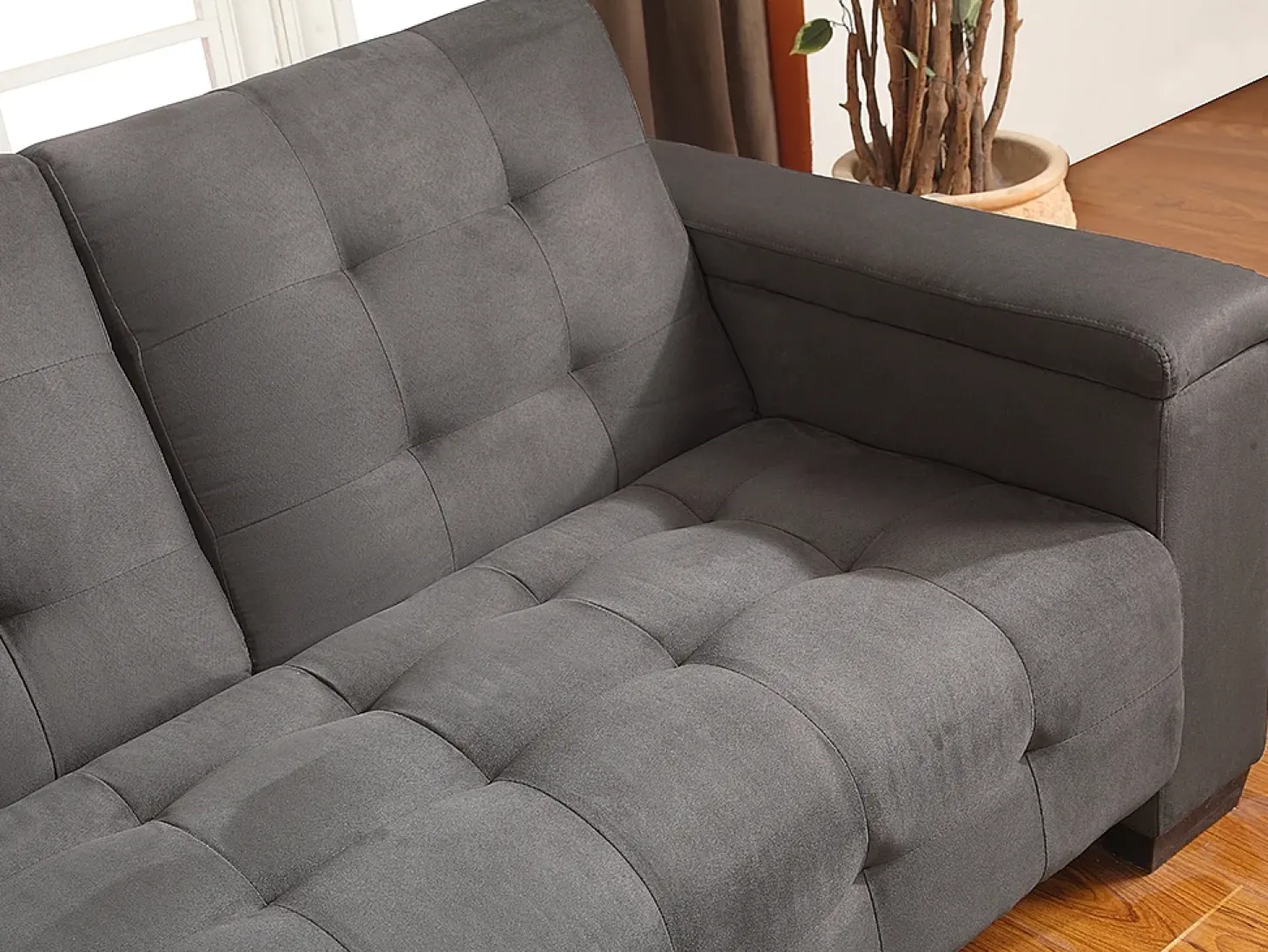 Sofá-cama clic-clac de 3 lugares Microfibra Cinzento DEVONSHIRE