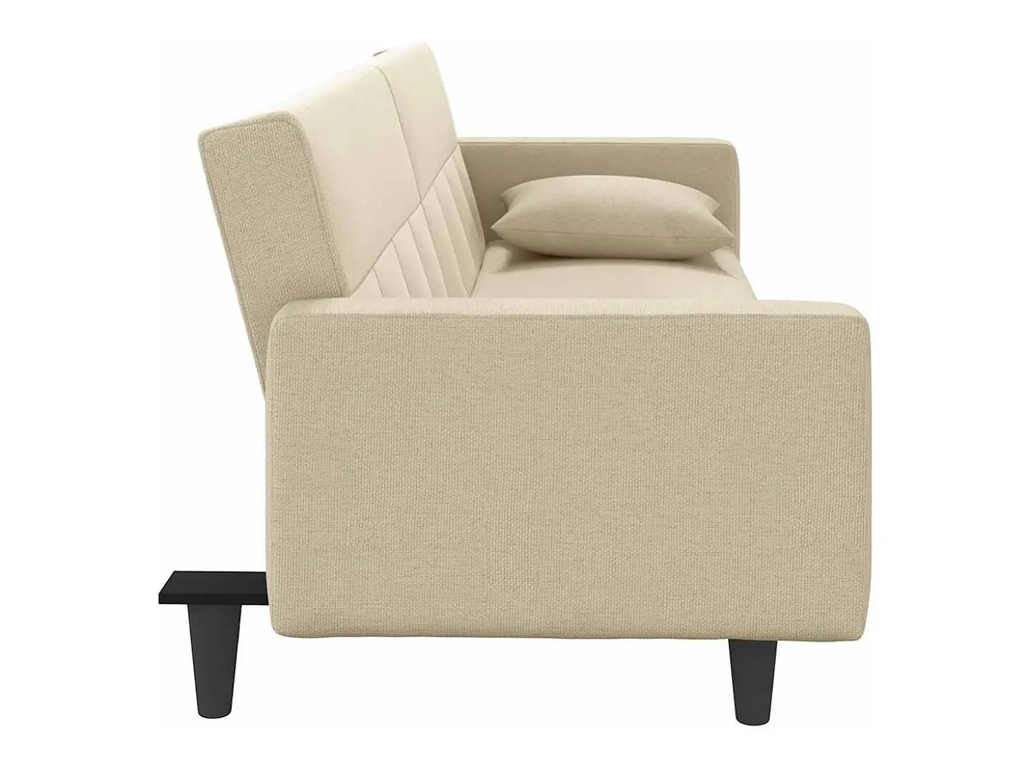 Sofá-cama com almofadões tecido cor creme