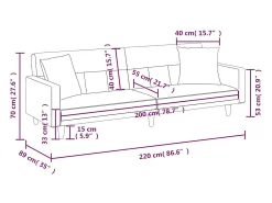 Sofá-cama com almofadões tecido cinzento-acastanhado