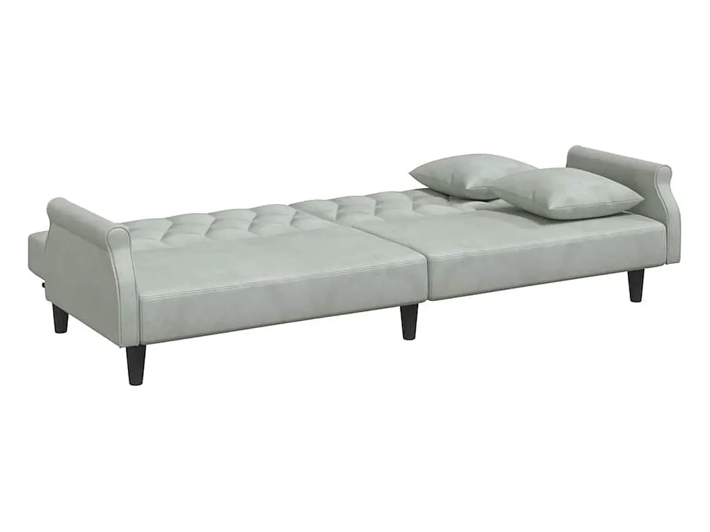 Sofá-cama com apoio de braços veludo cinzento-claro