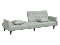 Sofá-cama com apoio de braços veludo cinzento-claro