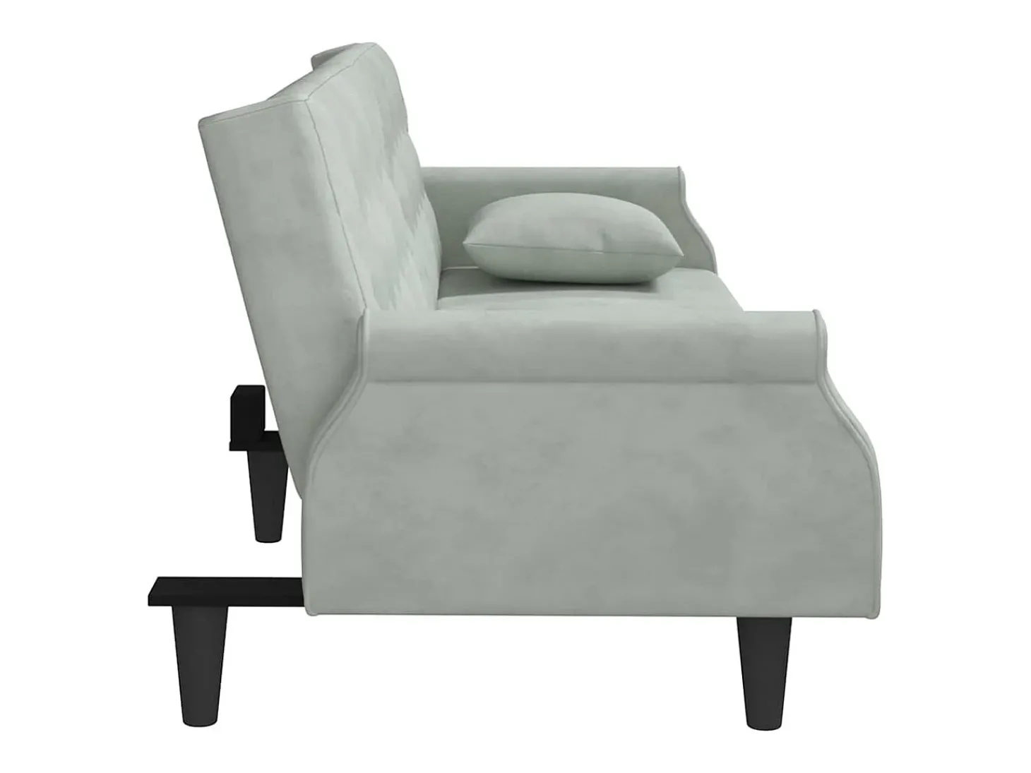 Sofá-cama com apoio de braços veludo cinzento-claro