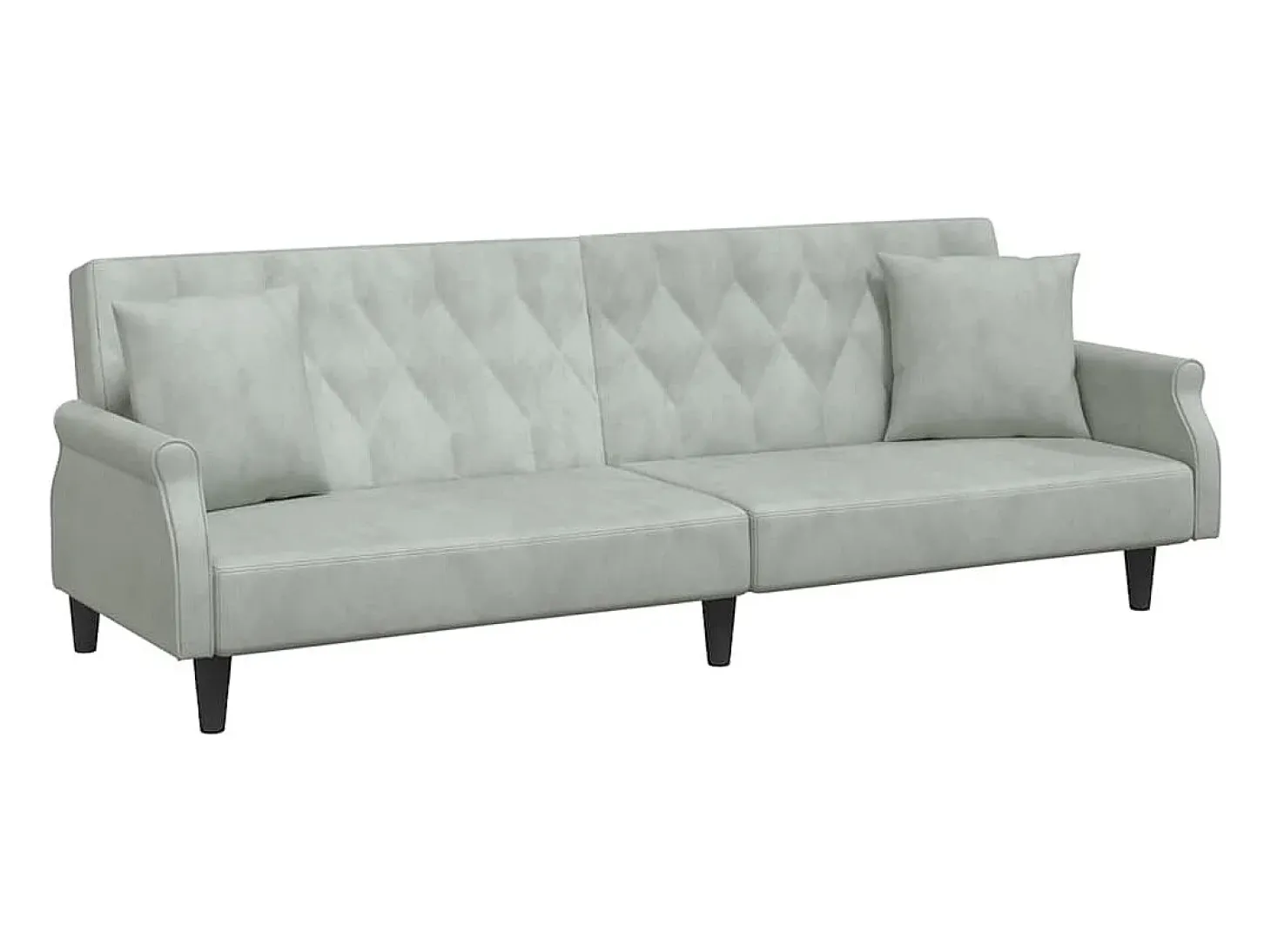 Sofá-cama com apoio de braços veludo cinzento-claro