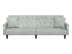 Sofá-cama com apoio de braços veludo cinzento-claro