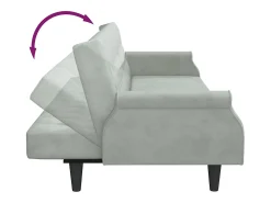 Sofá-cama com apoio de braços veludo cinzento-claro