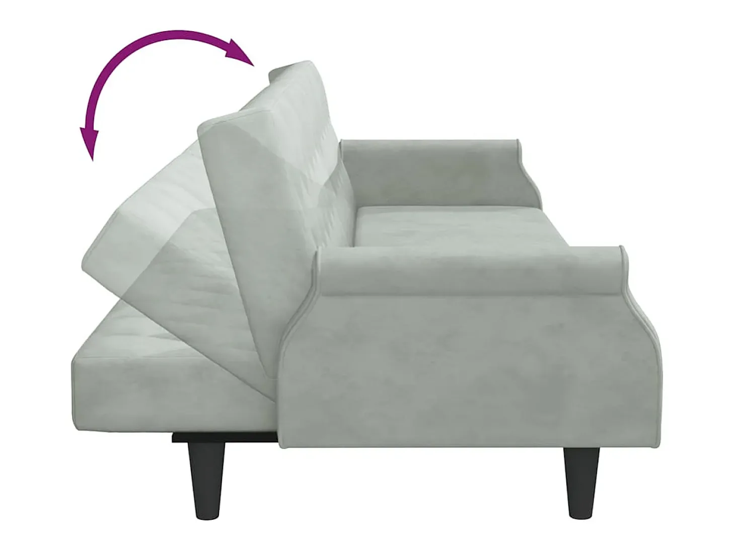 Sofá-cama com apoio de braços veludo cinzento-claro