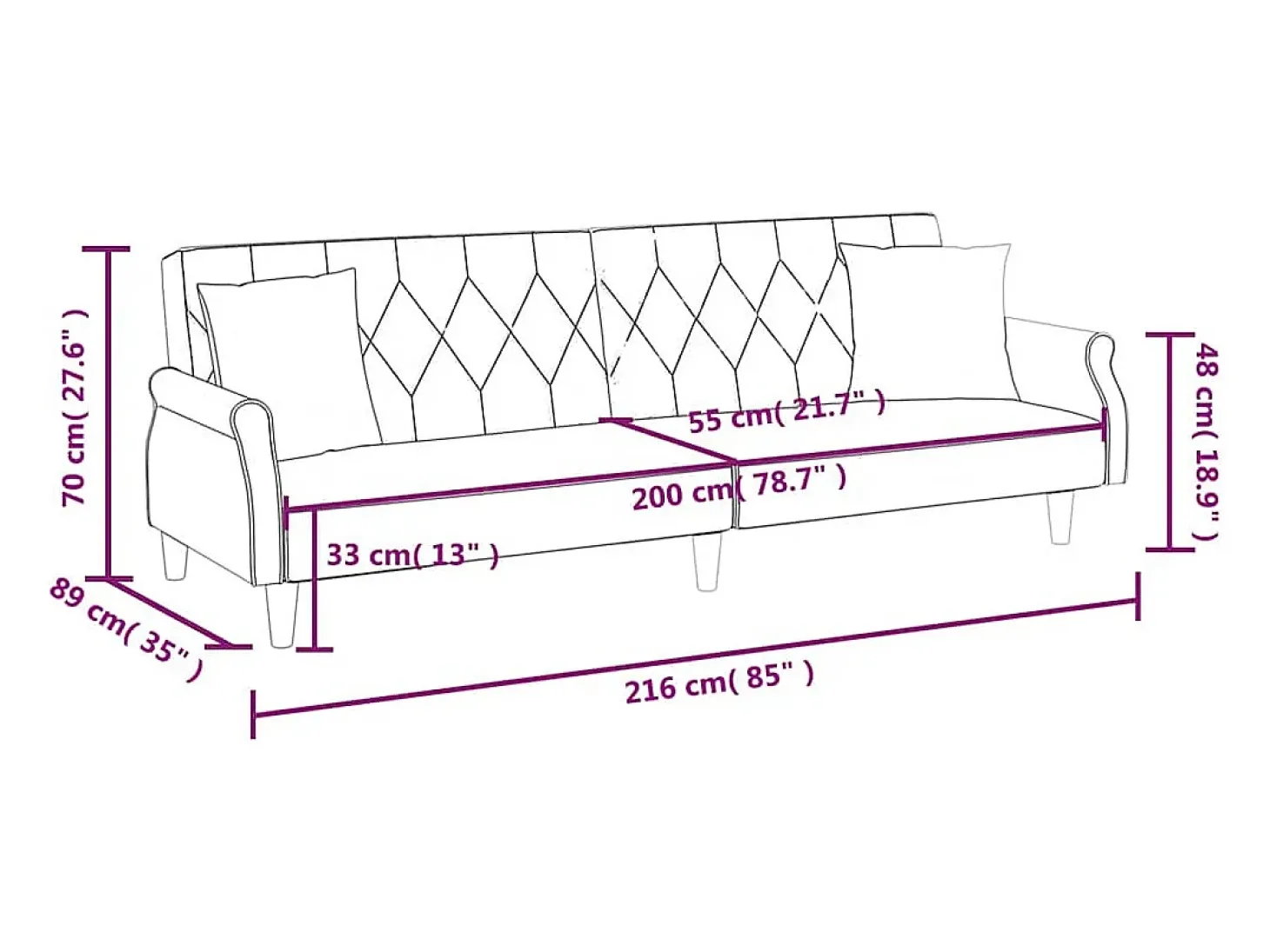 Sofá-cama com apoio de braços veludo cinzento-claro