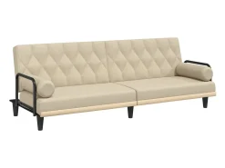 Sofá-cama com apoio de braços tecido cor creme PT155863