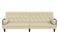 Sofá-cama com apoio de braços tecido cor creme PT155863