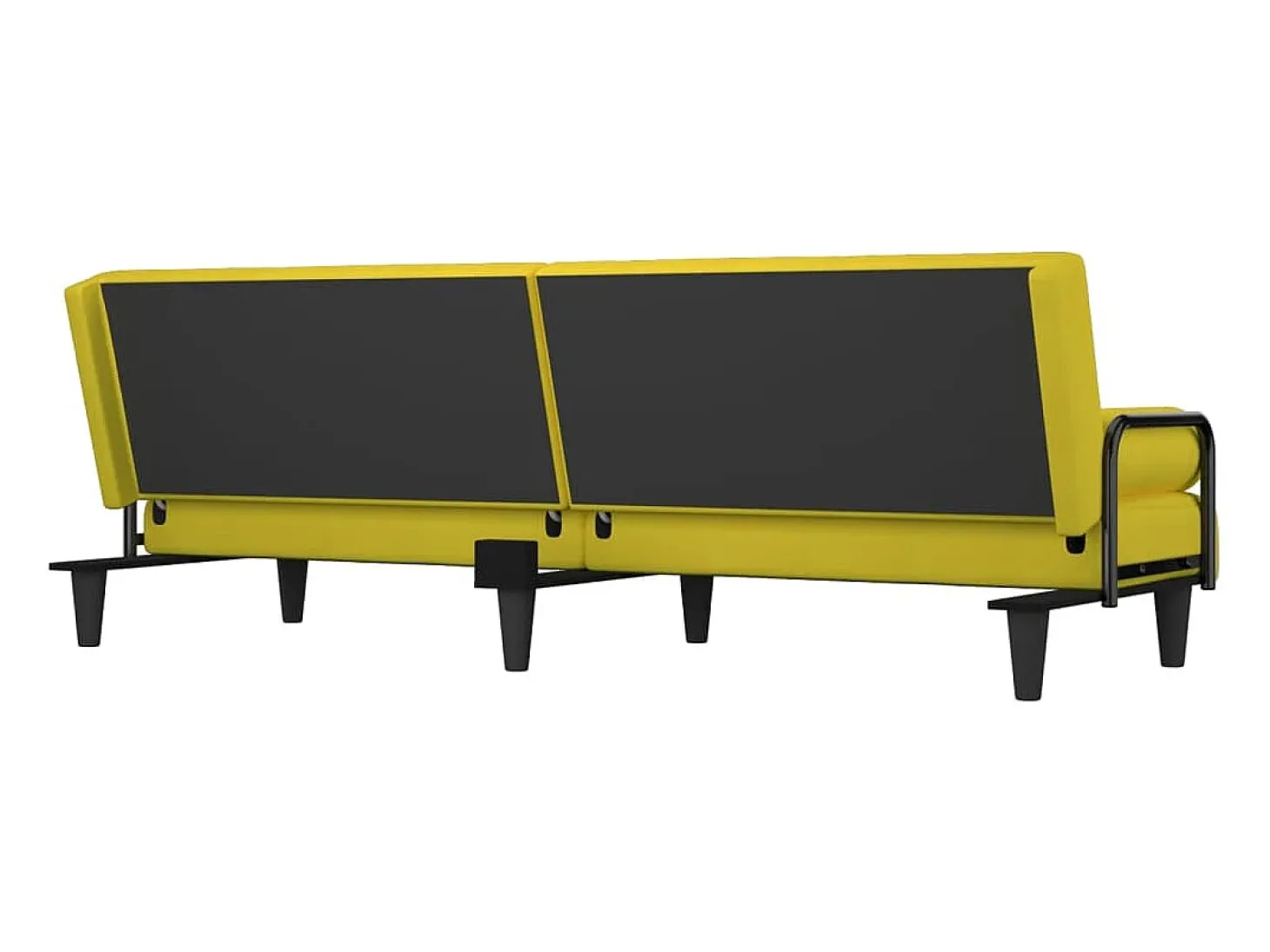 Sofá-cama com apoio de braços tecido amarelo-claro