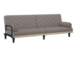 Sofá-cama com apoio de braços tecido cinzento-acastanhado PT276965