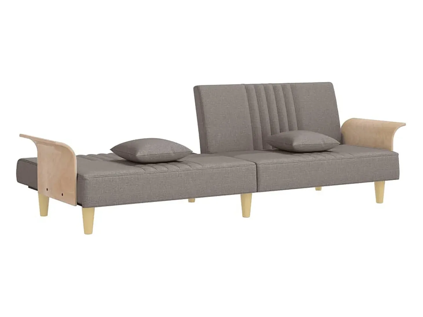 Sofá-cama com apoio de braços tecido cinzento-acastanhado