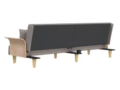 Sofá-cama com apoio de braços tecido cinzento-acastanhado