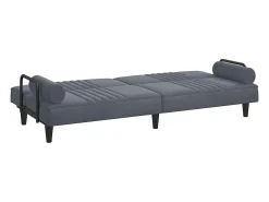 Sofá-cama com apoio de braços veludo cinzento-escuro