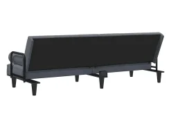 Sofá-cama com apoio de braços veludo cinzento-escuro