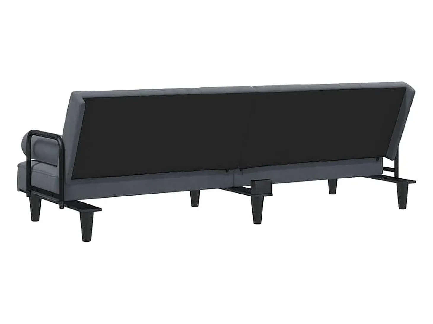 Sofá-cama com apoio de braços veludo cinzento-escuro