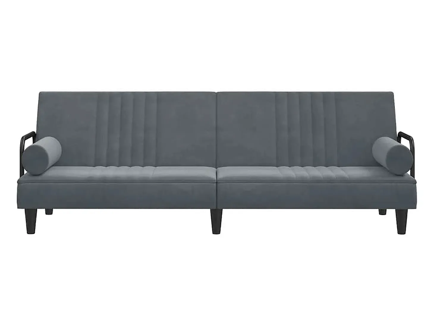Sofá-cama com apoio de braços veludo cinzento-escuro