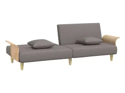 Sofá-cama com apoio de braços tecido cinzento-acastanhado
