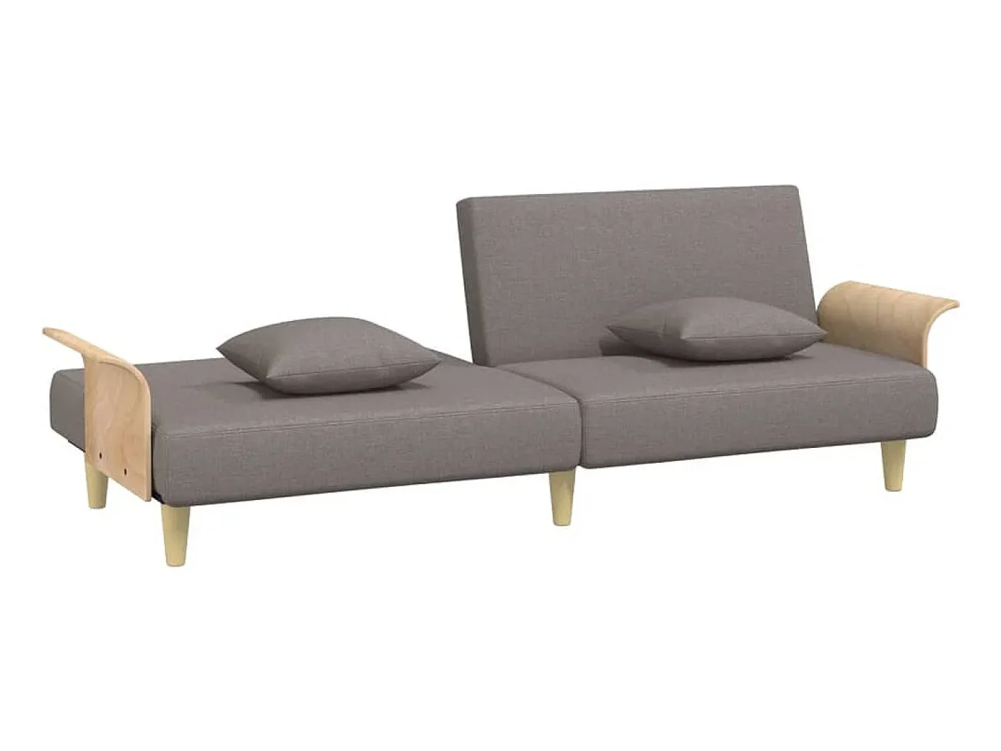 Sofá-cama com apoio de braços tecido cinzento-acastanhado