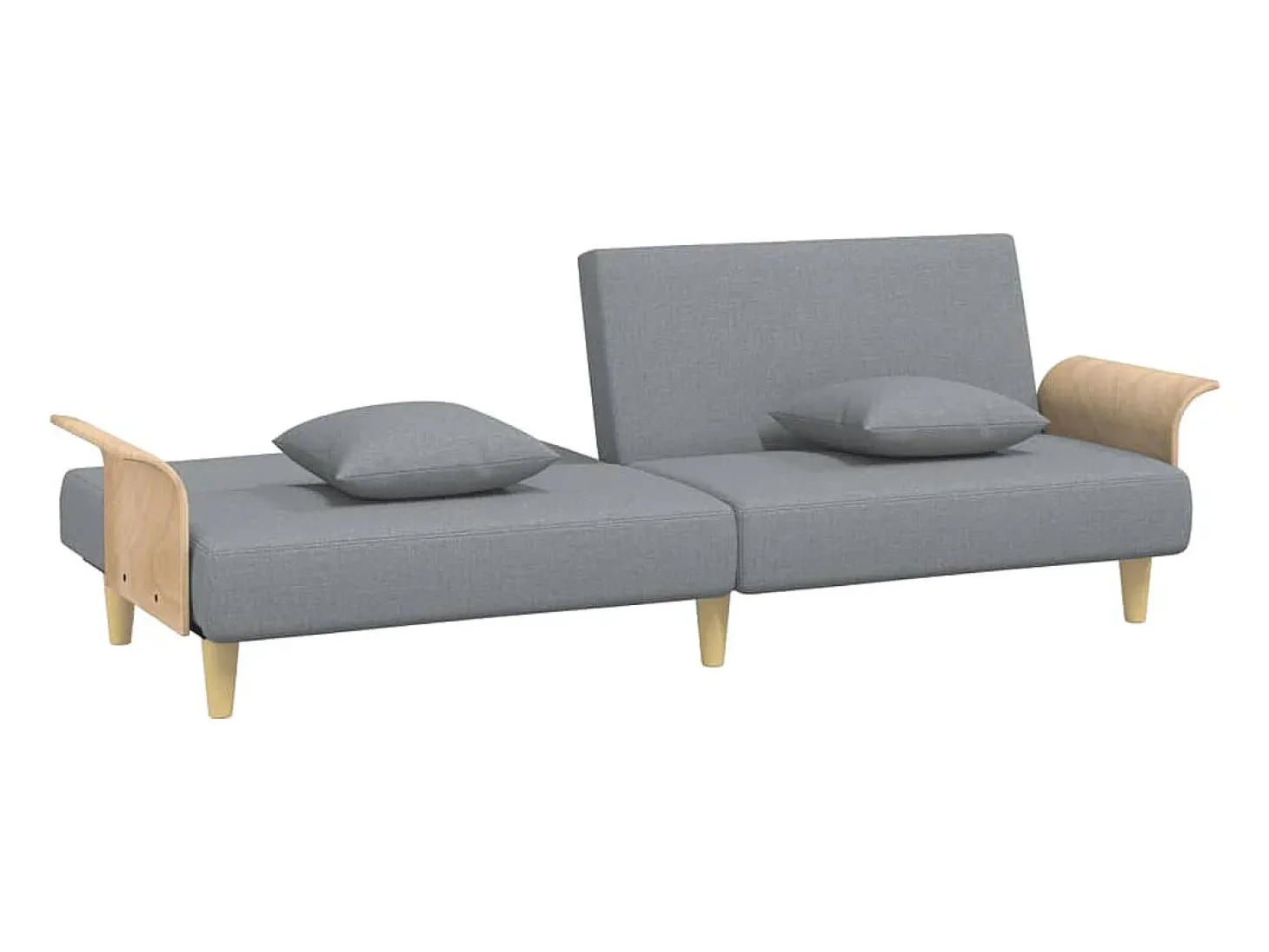 Sofá-cama com apoio de braços tecido cinzento-claro