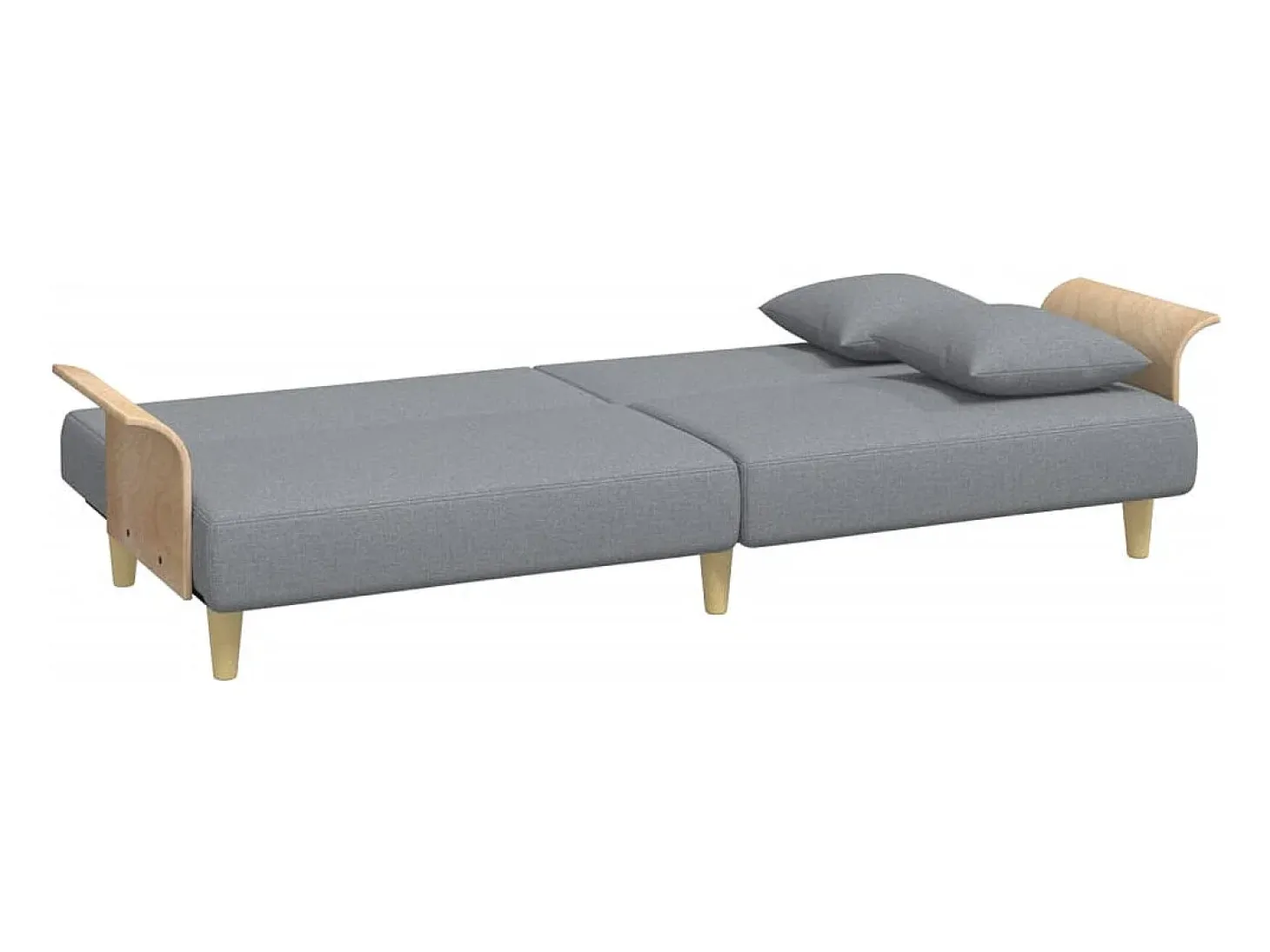 Sofá-cama com apoio de braços tecido cinzento-claro