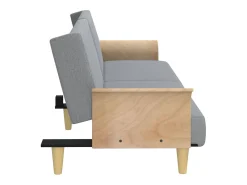 Sofá-cama com apoio de braços tecido cinzento-claro