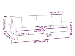 Sofá-cama com apoio de braços tecido cinzento-claro