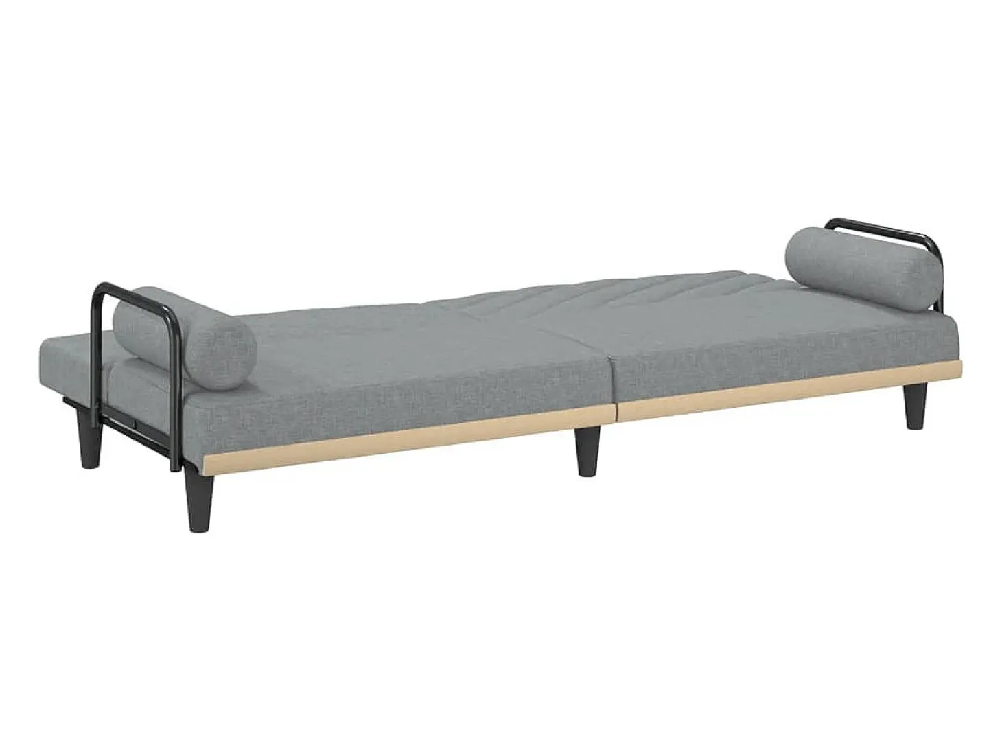Sofá-cama com apoio de braços tecido cinzento-claro