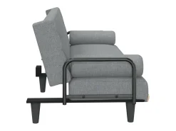Sofá-cama com apoio de braços tecido cinzento-claro