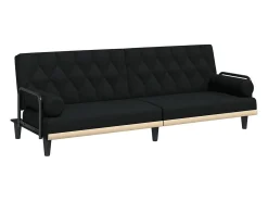 Sofá-cama com apoio de braços tecido preto