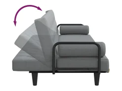 Sofá-cama com apoio de braços tecido cinzento-claro