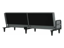 Sofá-cama com apoio de braços tecido cinzento-claro