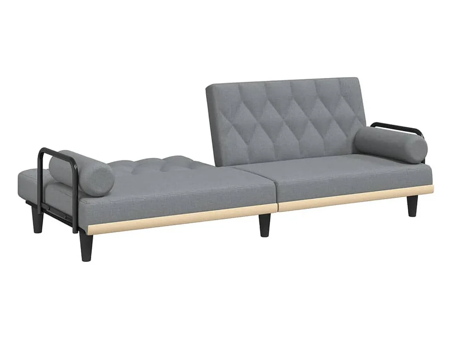 Sofá-cama com apoio de braços tecido cinzento-claro