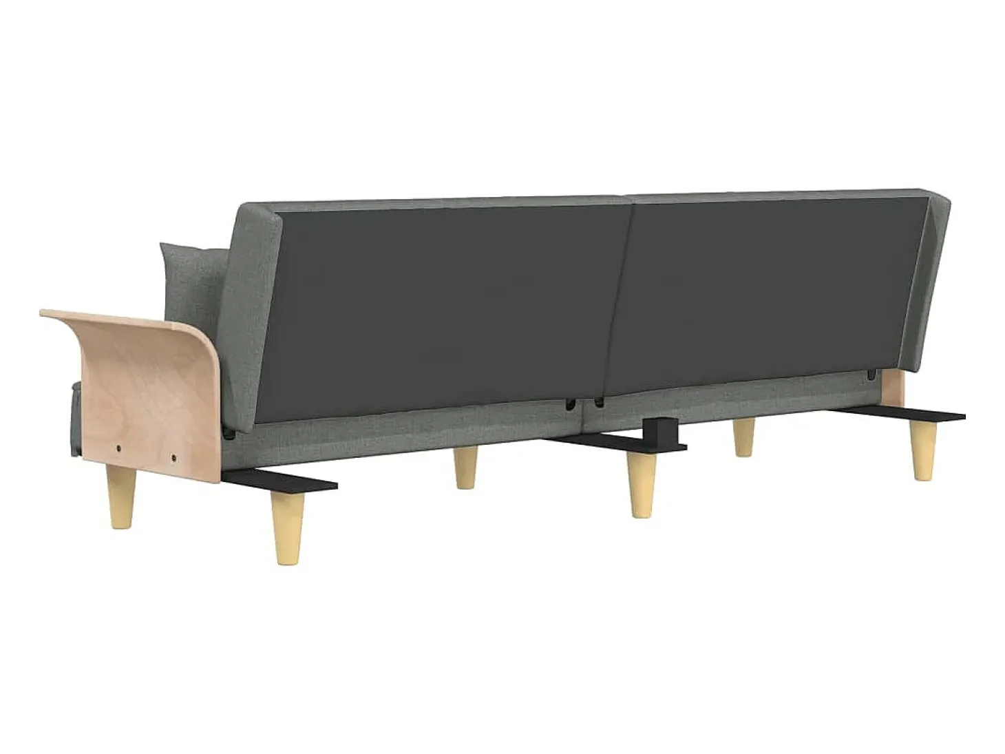 Sofá-cama com apoio de braços tecido cinzento-escuro