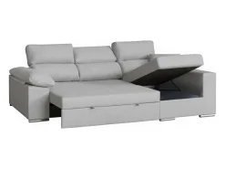 Sofá-cama com chaise longue à direita, 3 lugares, Milano cinza, 260x98x98cm