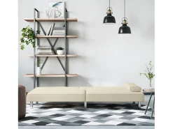 Sofá-cama com suporte para copos couro artificial cor creme PT840179