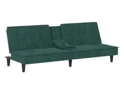 Sofá-cama com suportes para copos veludo verde-escuro PT648269