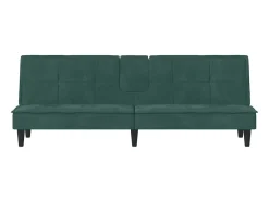 Sofá-cama com suportes para copos veludo verde-escuro PT648269
