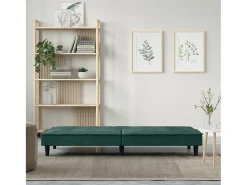 Sofá-cama com suportes para copos veludo verde-escuro PT648269