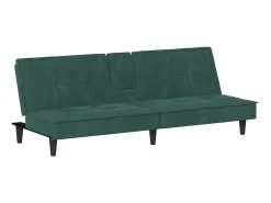 Sofá-cama com suportes para copos veludo verde-escuro PT648269