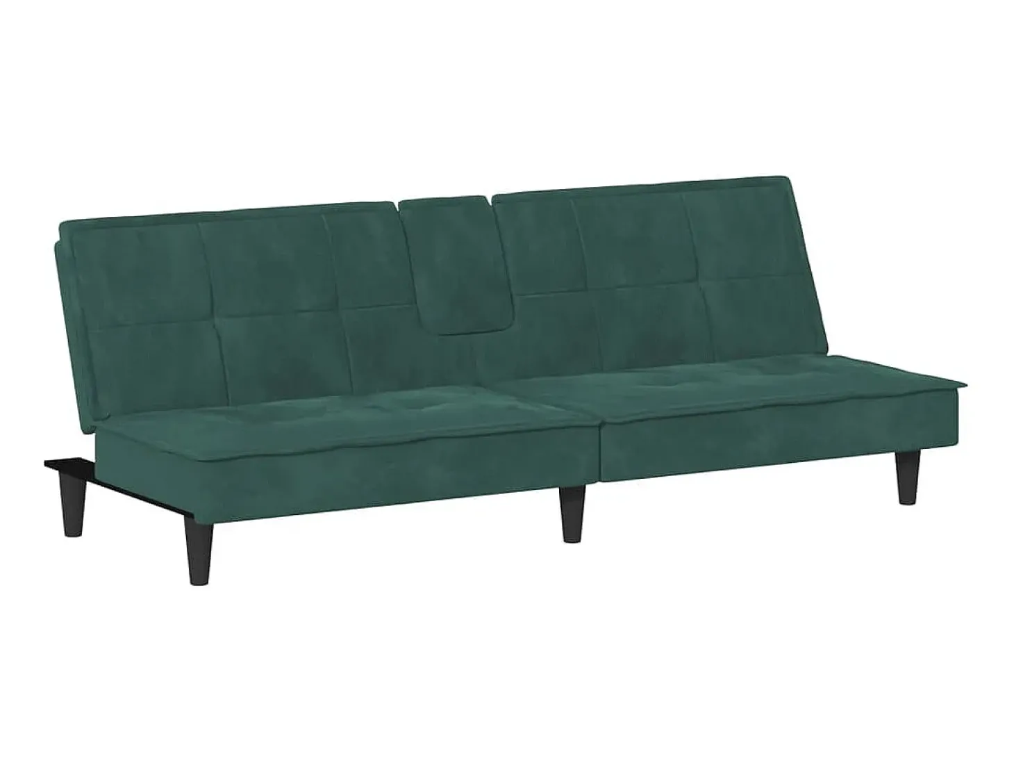 Sofá-cama com suportes para copos veludo verde-escuro PT648269