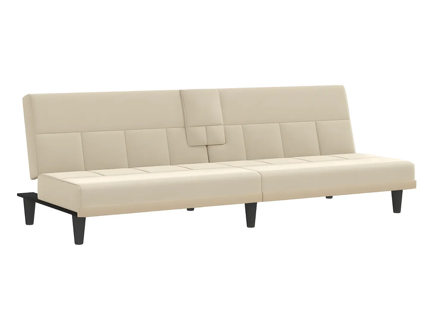 Sofá-cama com suportes para copos tecido cor creme PT127698