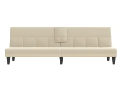 Sofá-cama com suportes para copos tecido cor creme PT127698
