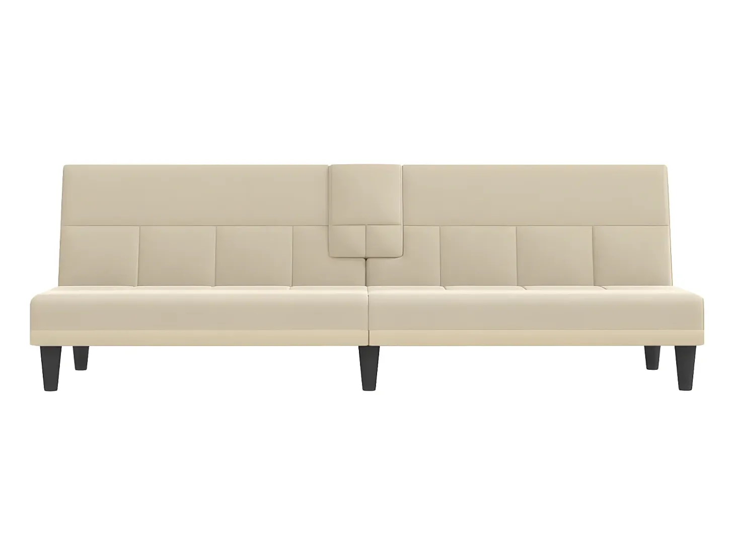 Sofá-cama com suportes para copos tecido cor creme PT127698